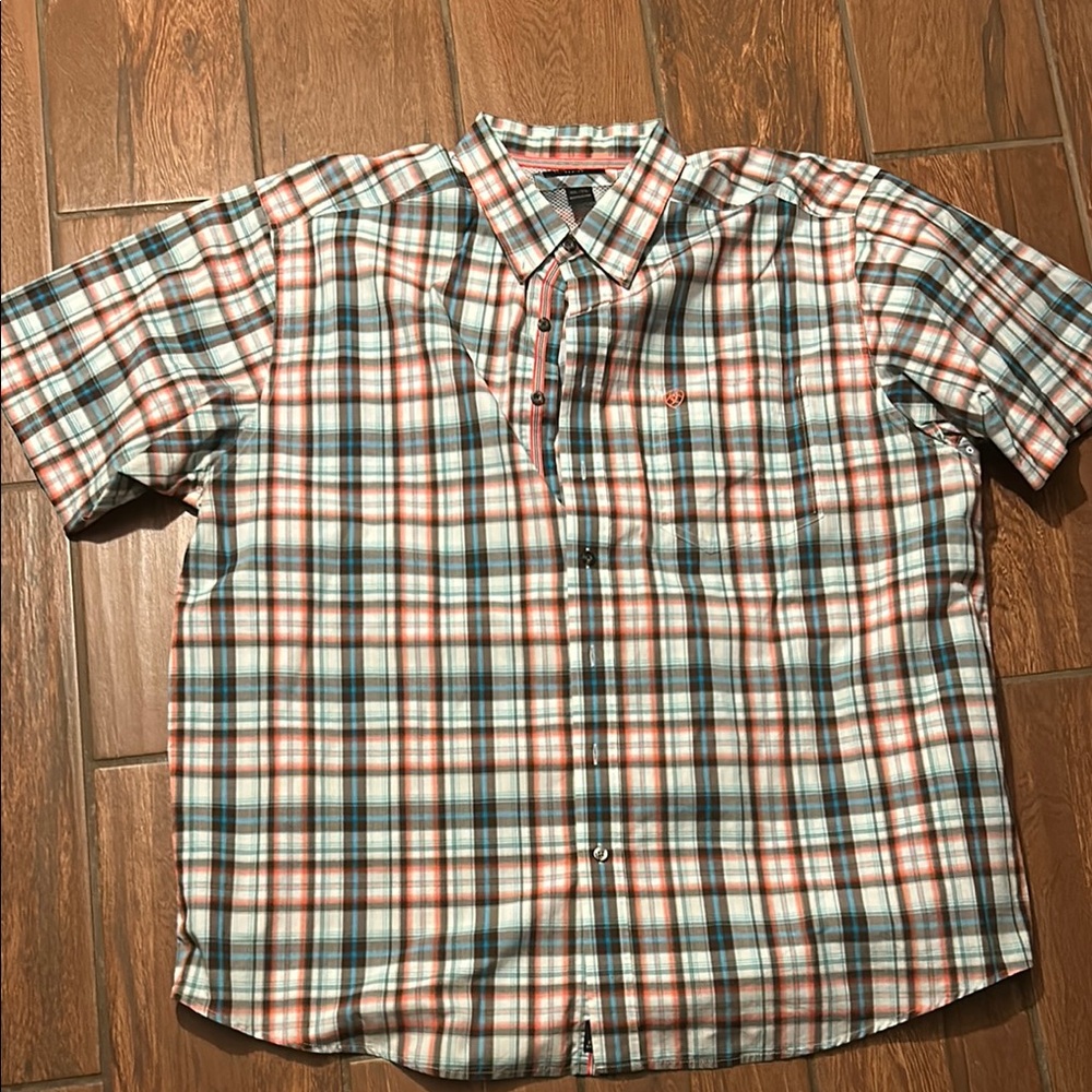 Ariat Red and Blue Casual Button Down Shirt